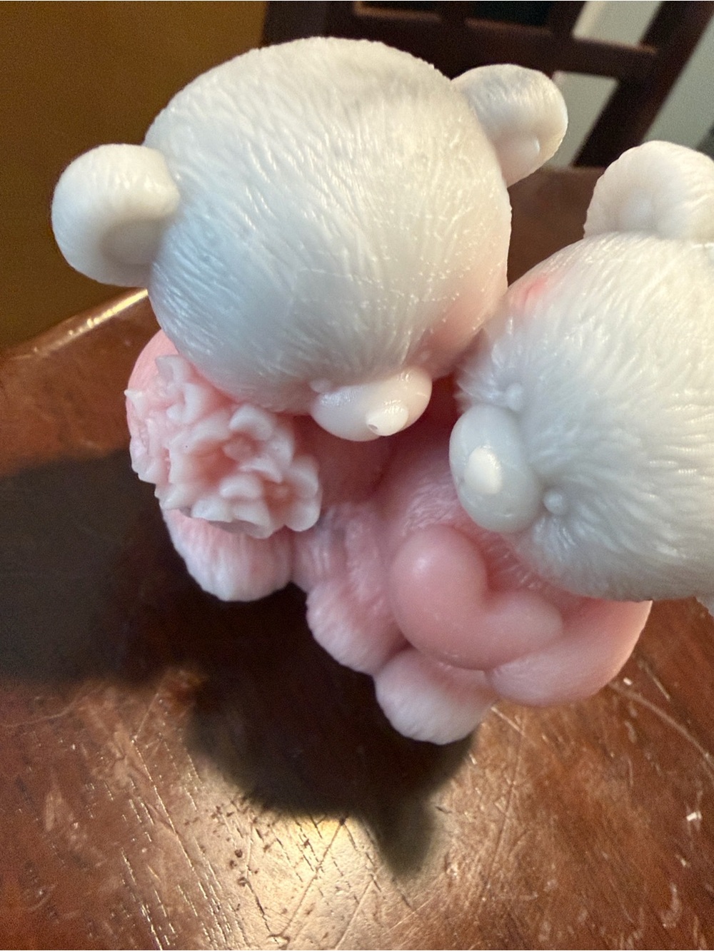 Pink and White Bear Couple Decorative Candle